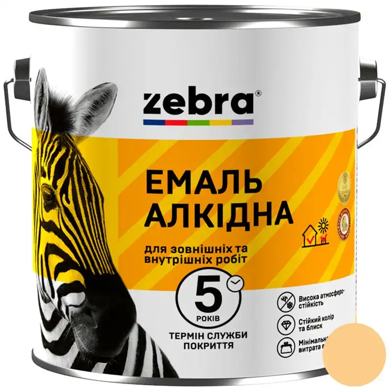 Эмаль алкидная универсальная Zebra ПФ-116, 0,9 кг, бежевый купить недорого в Украине, фото 1