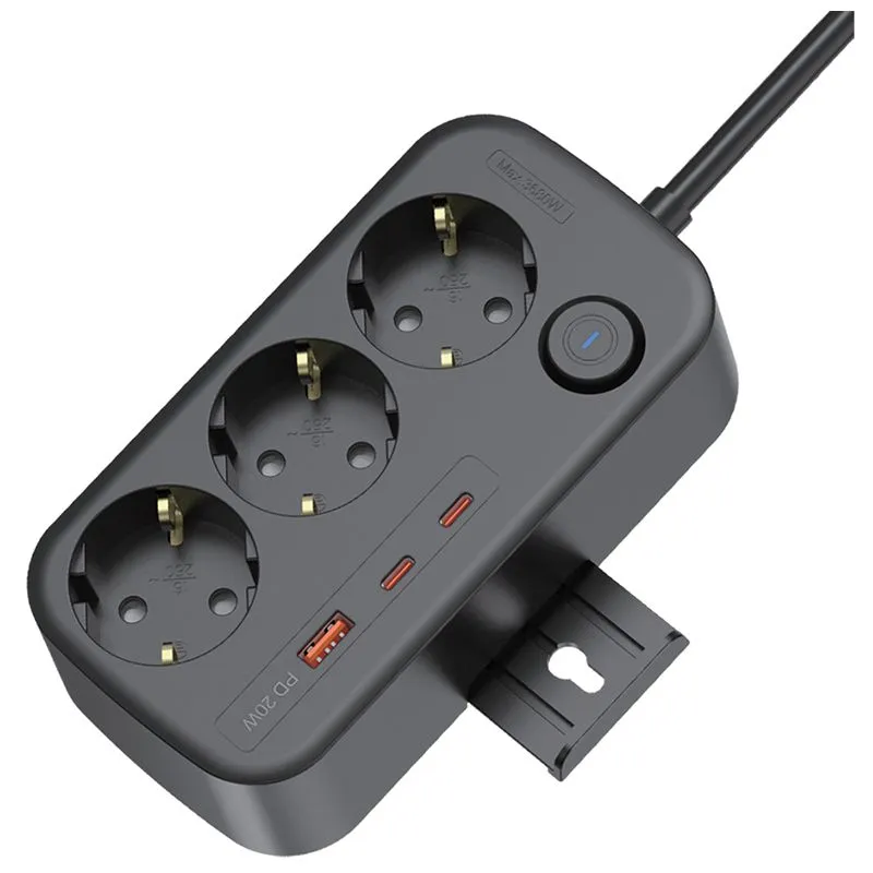 Мережевий фільтр IKOS, 1,4 м, 16 А, USB/2x Type-C, F33S-CUPD купити недорого в Україні, фото 1