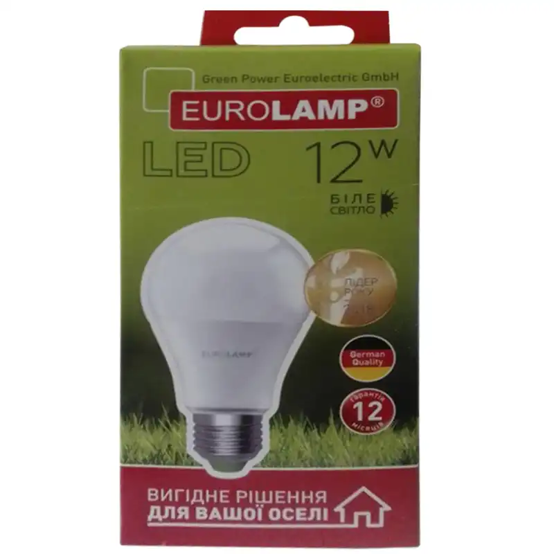 Лампа Eurolamp Есо А60, 12W, E27, 4000K, LED-A60-12274A купити недорого в Україні, фото 1