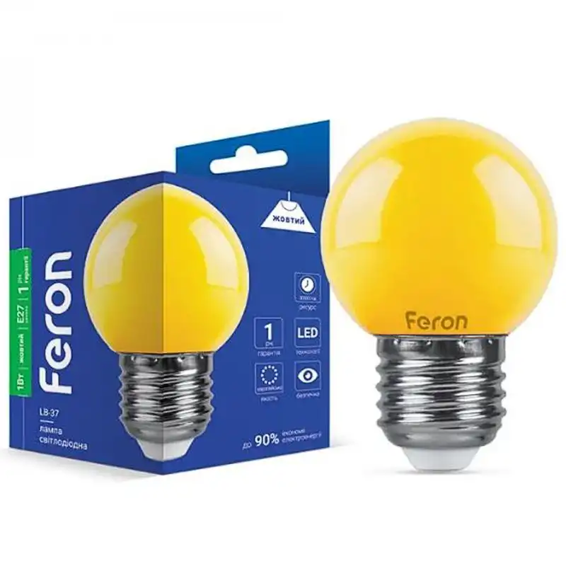 Лампа Feron LB-37 G45, 1W, E27, жовта, 4803 купити недорого в Україні, фото 17654