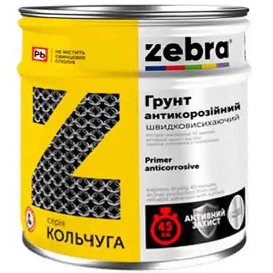 Ґрунт антикорозійний Зебра Кольчуга, 1 кг, 17 сірий купити недорого в Україні, фото 1