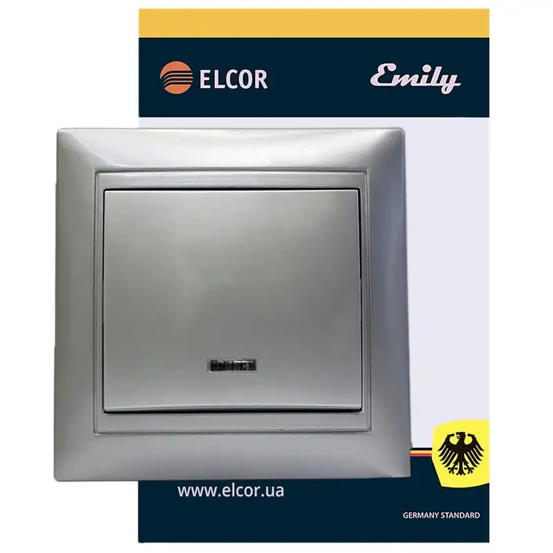 Выключатель одноклавишный Elcor Emily 9215, серый металлик, 211542 купить недорого в Украине, фото 1