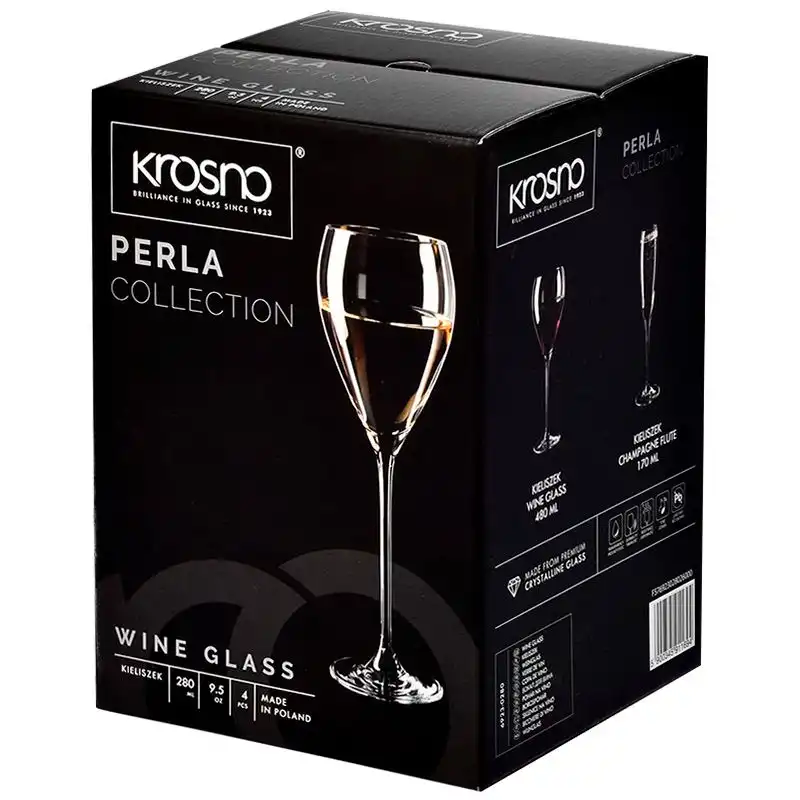 Набір келихів для вина Krosno Perla Elegance, 280 мл, 4 шт, 911694 купити недорого в Україні, фото 2