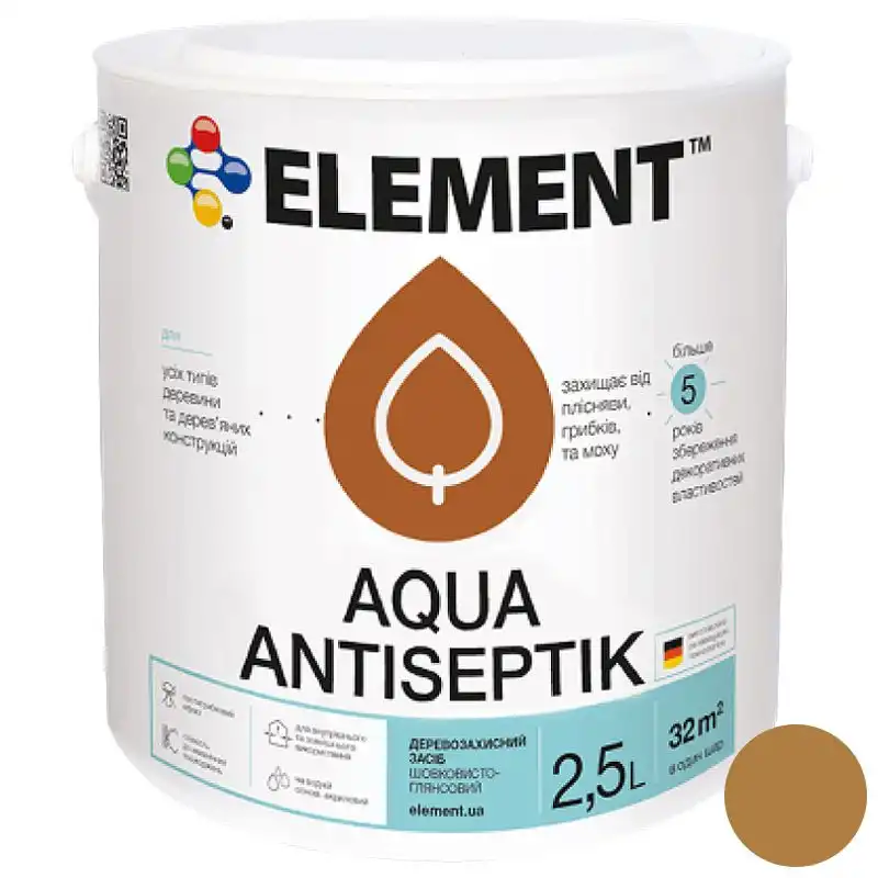 Антисептик Element Aqua, 2,5 л, дуб купити недорого в Україні, фото 1