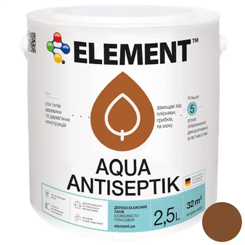 Антисептик Element Aqua, 2,5 л, орех купить недорого в Украине, фото 1