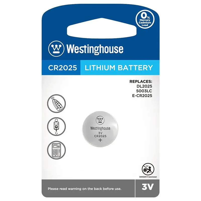 Батарейка дисковая Westinghouse, CR2025, 1 шт, CR2025-BP1 купить недорого в Украине, фото 1