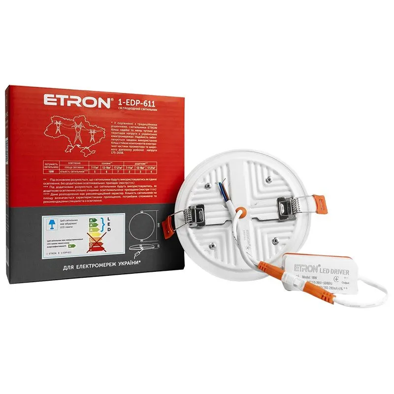 Светильник светодиодный Etron, 18 W, 5000 K, круглый, белый, 1-EDP-611 купить недорого в Украине, фото 2