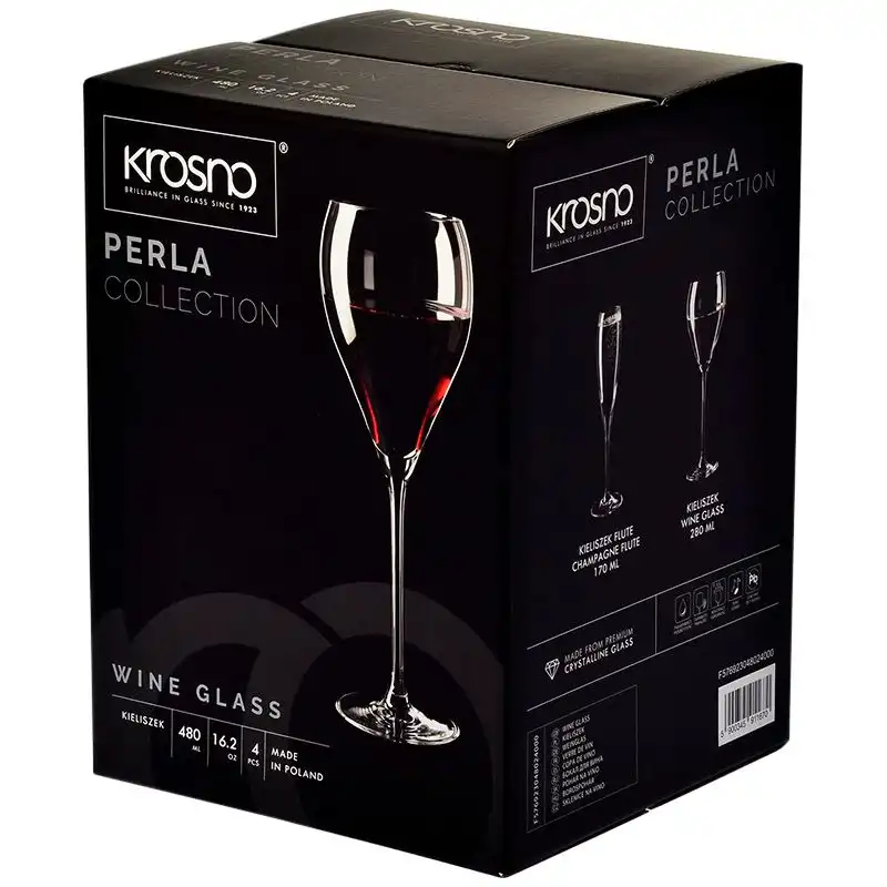 Набор бокалов для вина Krosno Perla Elegance, 480 мл, 4 шт, 911670 купить недорого в Украине, фото 2