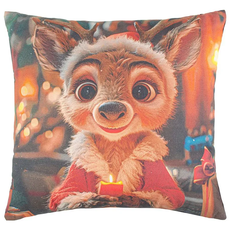 Подушка декоративна HomeLine Оленя Санта, 45х45 см, 189233 купити недорого в Україні, фото 1