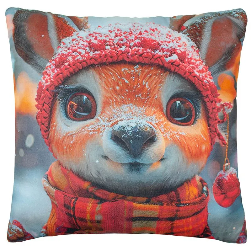 Подушка декоративна HomeLine Оленя з ялинковою кулькою, 45х45 см, 189230 купити недорого в Україні, фото 1
