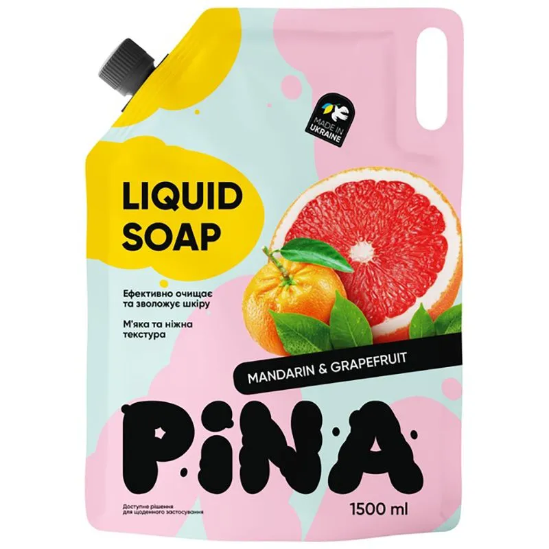 Рідке мило Clerom Mandarin and grapefruit Pina, 1500 мл, 20524 купити недорого в Україні, фото 1