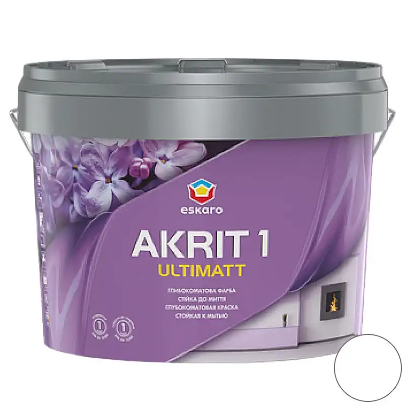 Краска интерьерная акриловая Eskaro Akrit 1 Ultimatt, 9,5 л, глубокоматовая, белый купить недорого в Украине, фото 1