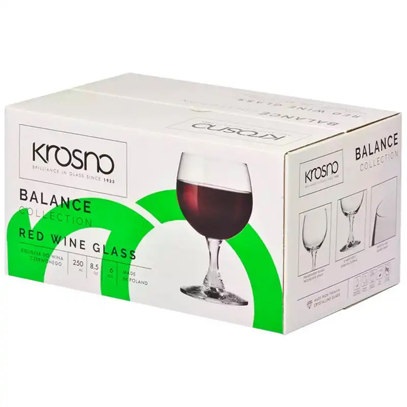 Набор бокалов для красного вина Krosno Balance, 250 мл, 6 шт, 788975 купить недорого в Украине, фото 2