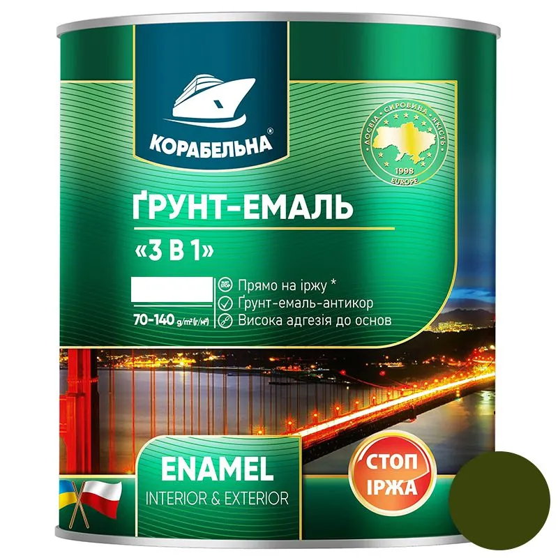 Грунт-эмаль Корабельная, 0,9 кг, хаки купить недорого в Украине, фото 1