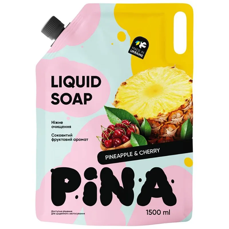 Рідке мило Clerom Pineapple and cherry Pina, 1500 мл, 20487 купити недорого в Україні, фото 1