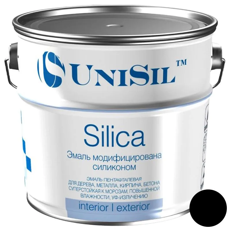 Емаль пентафталева UniSil Silica, 12 кг, чорний, матовий купити недорого в Україні, фото 1