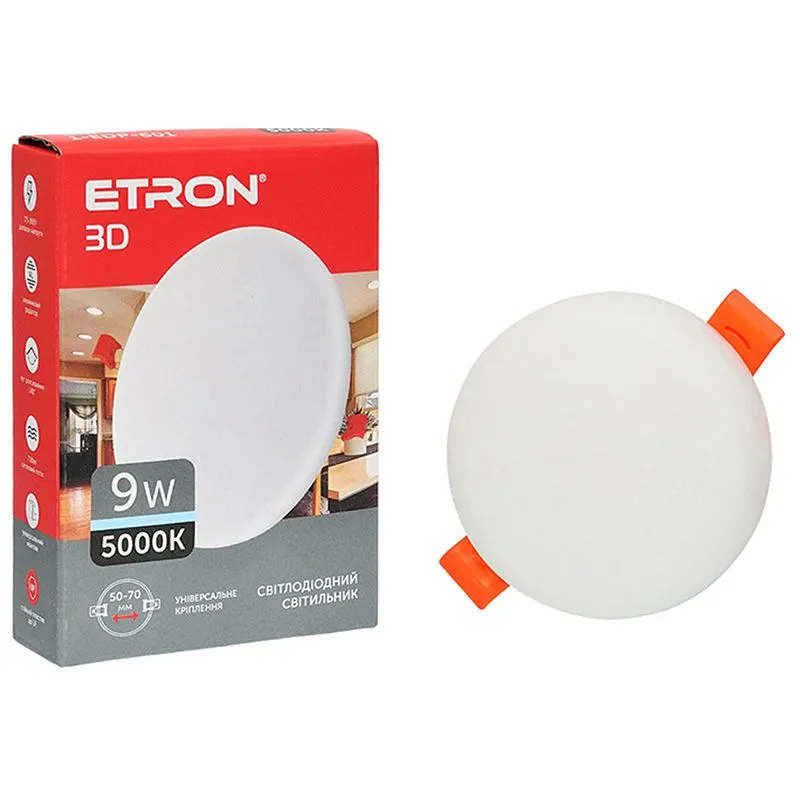 Светильник светодиодный Etron, 9 W, 5000 K, круглый, белый, 1-EDP-601 купить недорого в Украине, фото 1