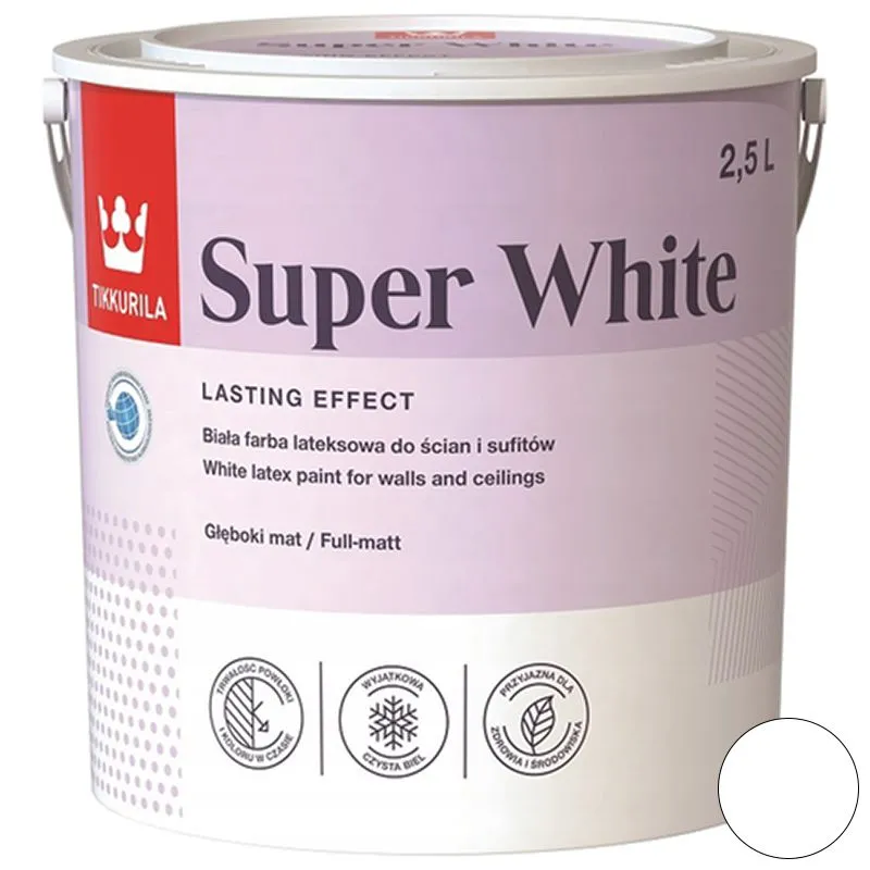 Краска Tikkurila Super White, 2,5 л купить недорого в Украине, фото 1