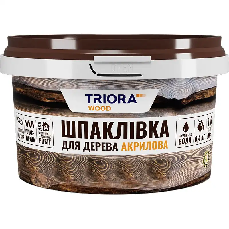 Шпаклівка для дерева Triora, 0,4 кг, біла купити недорого в Україні, фото 1