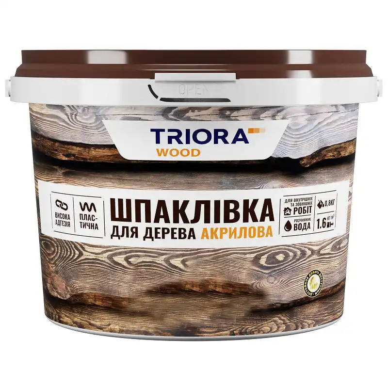 Шпаклівка для дерева Triora, 0,8 кг, біла купити недорого в Україні, фото 1