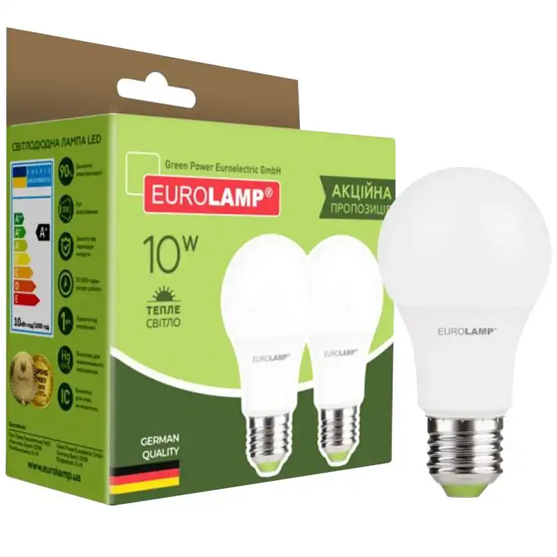 Лампа Eurolamp, 10W, A60, E27, 2700K, MLP-LED-A60-10272(E) купити недорого в Україні, фото 1