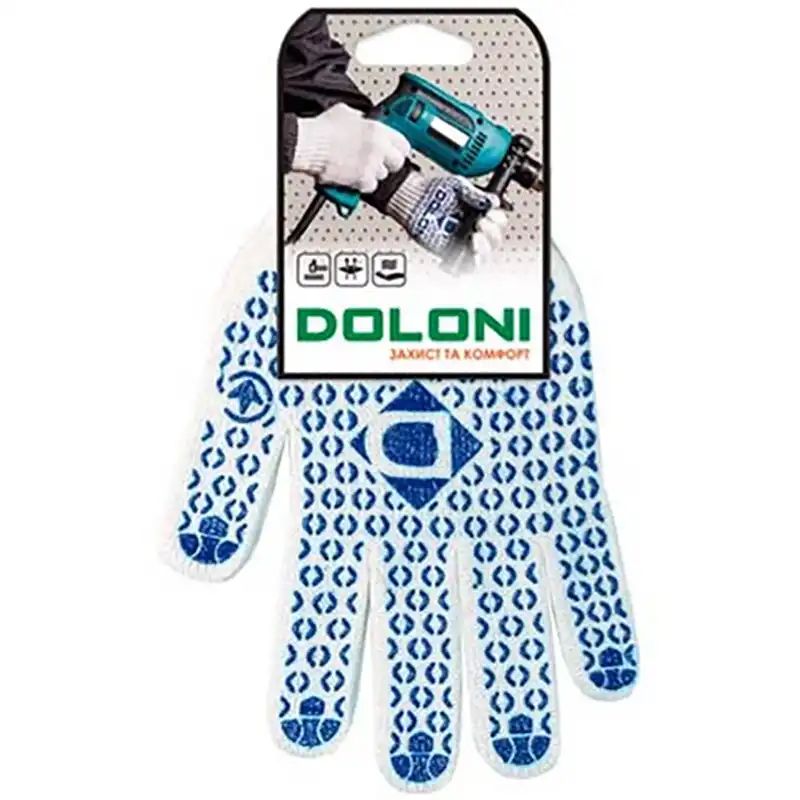 Перчатки трикотажные с ПВХ Doloni, XL, белый, 520 купить недорого в Украине, фото 1