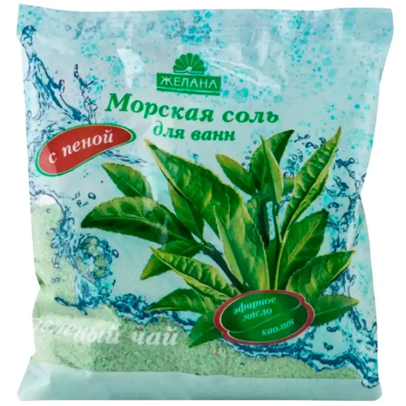 Соль для ванны с пеной и каолином Желана Зеленый чай, 500 г купить недорого в Украине, фото 1