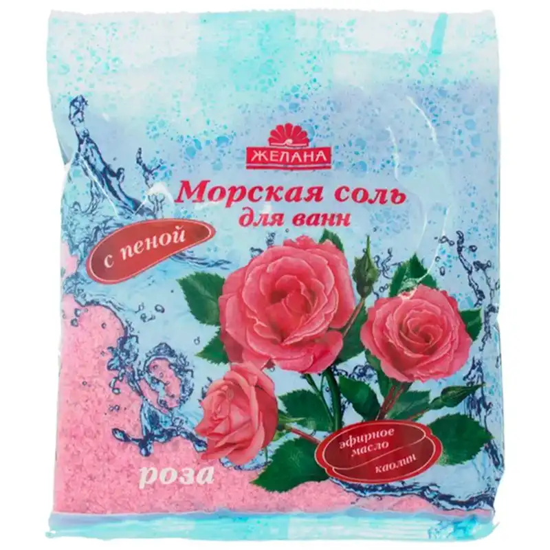 Соль для ванны с пеной и каолином Желана Роза, 500 г купить недорого в Украине, фото 1