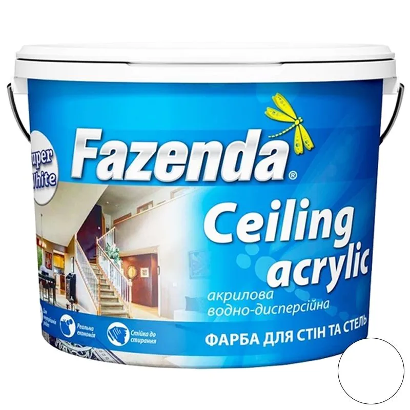 Фарба інтер'єрна Fazenda Ceiling Acrylic, 4 кг, білий купити недорого в Україні, фото 1