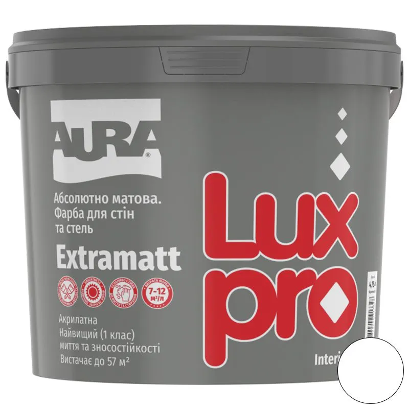Фарба інтер'єрна акрилатна Aura Luxpro Extramatt, 4,75 л, білий, матовий купити недорого в Україні, фото 1