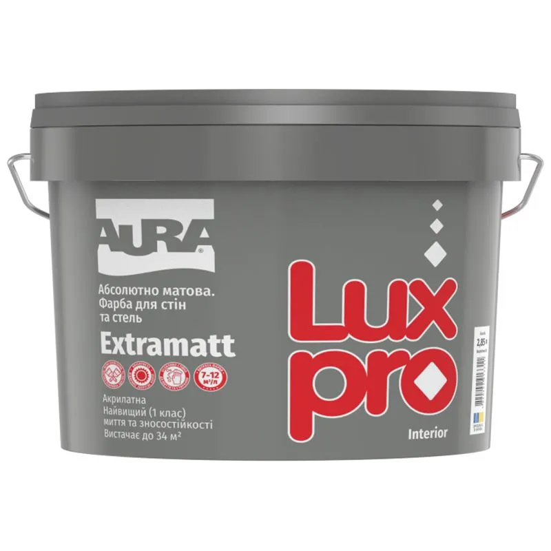 Фарба дисперсійна Aura Luxpro Extramatt TR, 2,25 л, прозорий купити недорого в Україні, фото 1