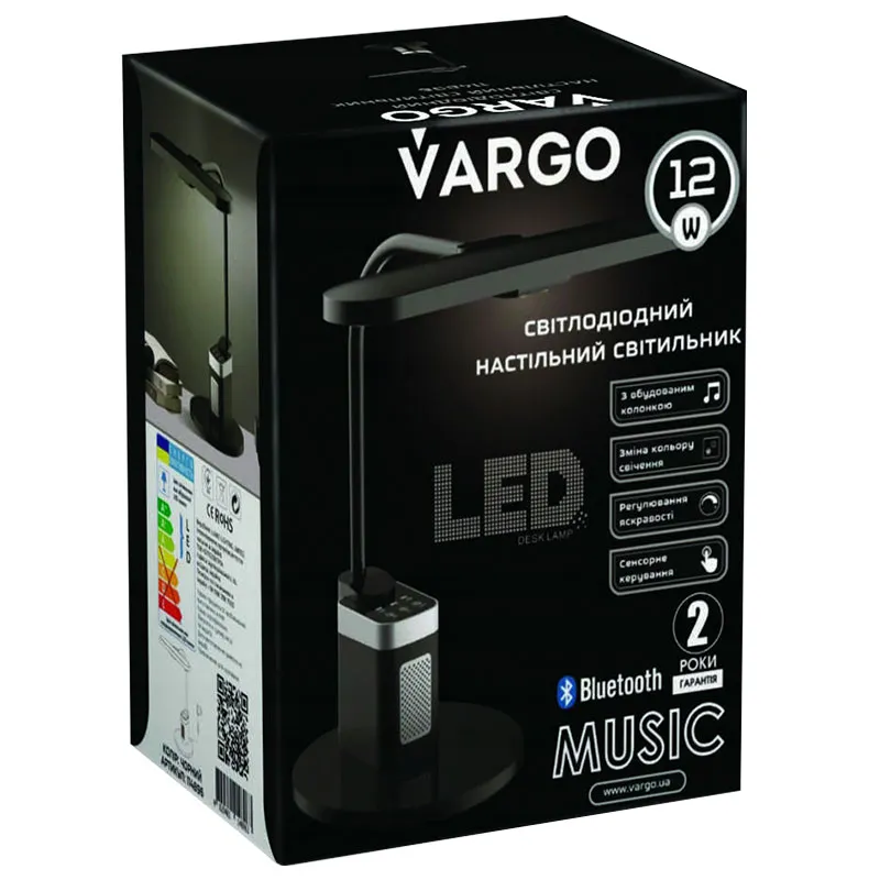 Настільна лампа з Bluetooth колонкою Vargo, 12 Вт, 6500 К, 780 лм, 3 рівня яскравості, 114896 купити недорого в Україні, фото 2