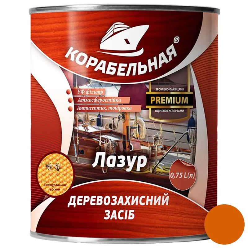 Лазурь деревозащитная с УФ-фильтром Корабельная, 0,75 л, клен купить недорого в Украине, фото 1