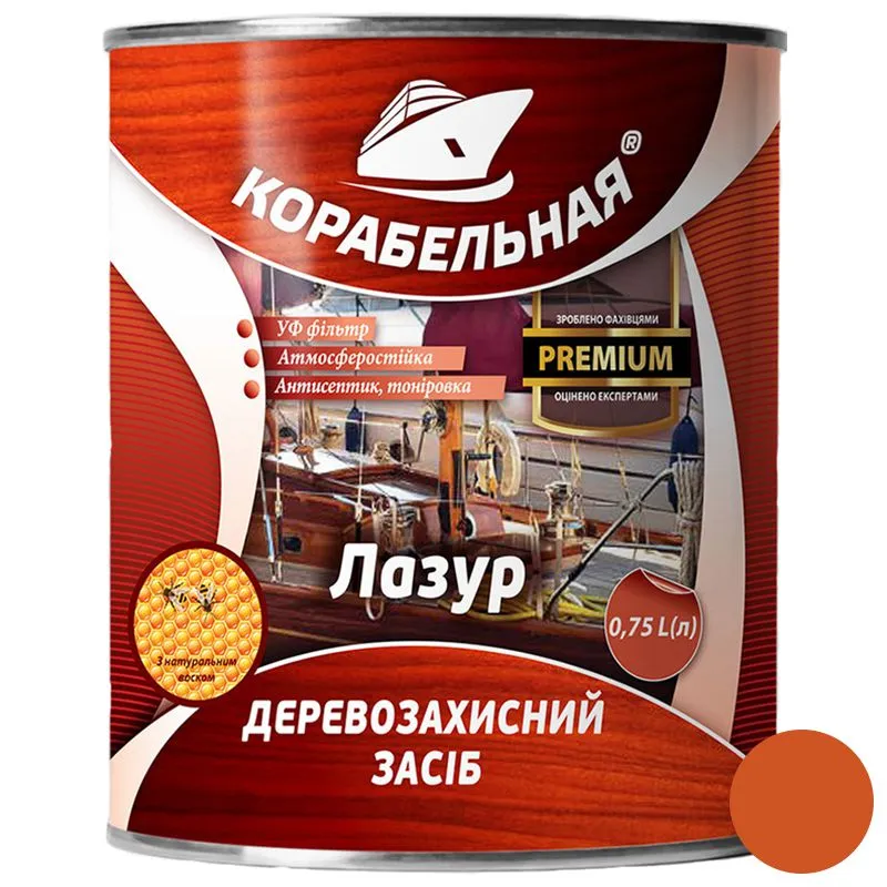 Лазурь деревозащитная с УФ-фильтром Корабельная, 0,75 л, черешня купить недорого в Украине, фото 1