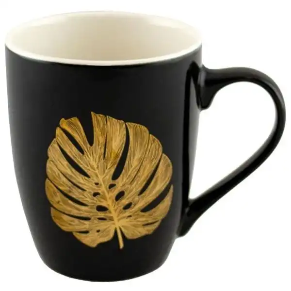 Чашка Keramia Golden Leaf, кераміка, 360 мл, чорний, 21-279-066 купити недорого в Україні, фото 1