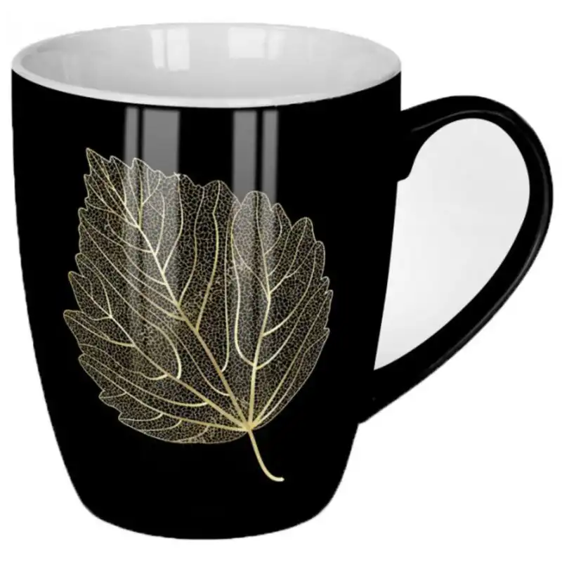 Чашка Keramia Golden Leaf, кераміка, 360 мл, чорний, 21-279-069 купити недорого в Україні, фото 1