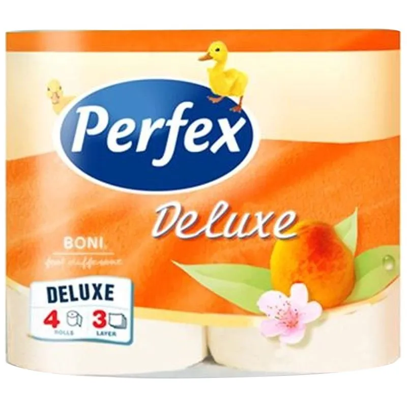 Туалетная бумага Perfex Deluxe Персик, 3 слоя, 4 шт, 148.01.045 купить недорого в Украине, фото 1