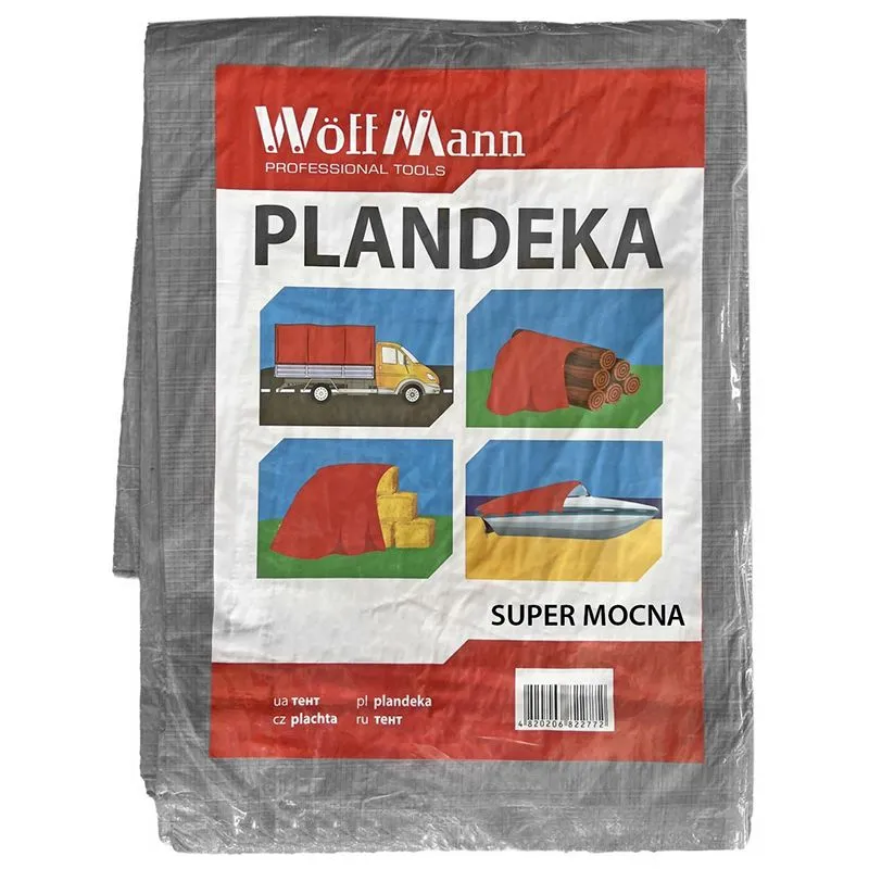 Тент WoffMann Super Mocna, 5х6 м, 110 г/кв.м, срібний, 999956 купити недорого в Україні, фото 1