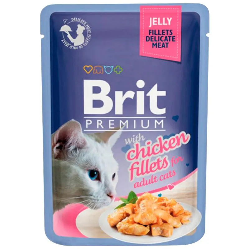 Корм для котів Brit Premium Cat pouch Філе курки в желе, 85 г, 111240/463 купити недорого в Україні, фото 1