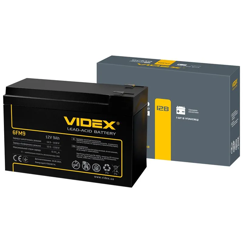 Акумуляторна батарея Videx 6FM9, AGM, VIDEX-25081 купити недорого в Україні, фото 1