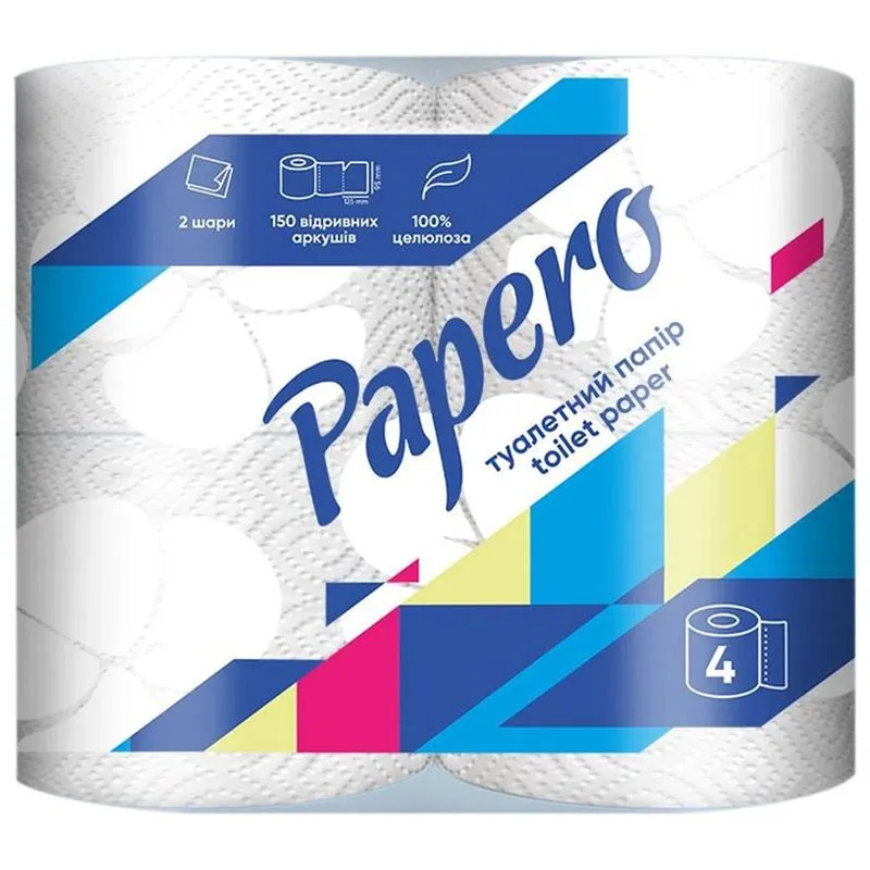 Туалетний папір Papero двошаровий, 4 шт, TP055 купити недорого в Україні, фото 1
