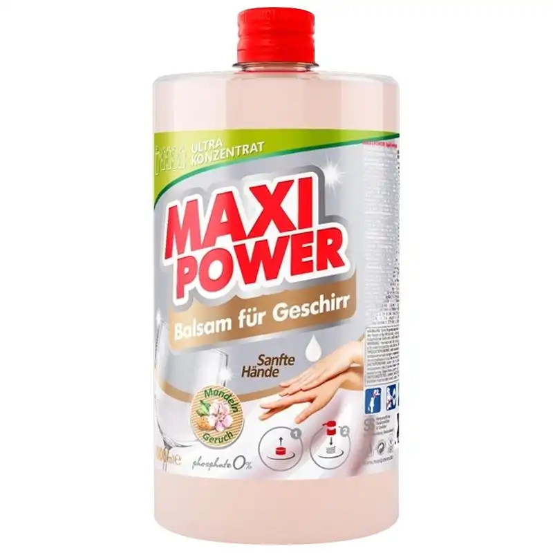 Бальзам для мытья посуды Maxi Power Миндаль, 1 л, DS7645 купить недорого в Украине, фото 1