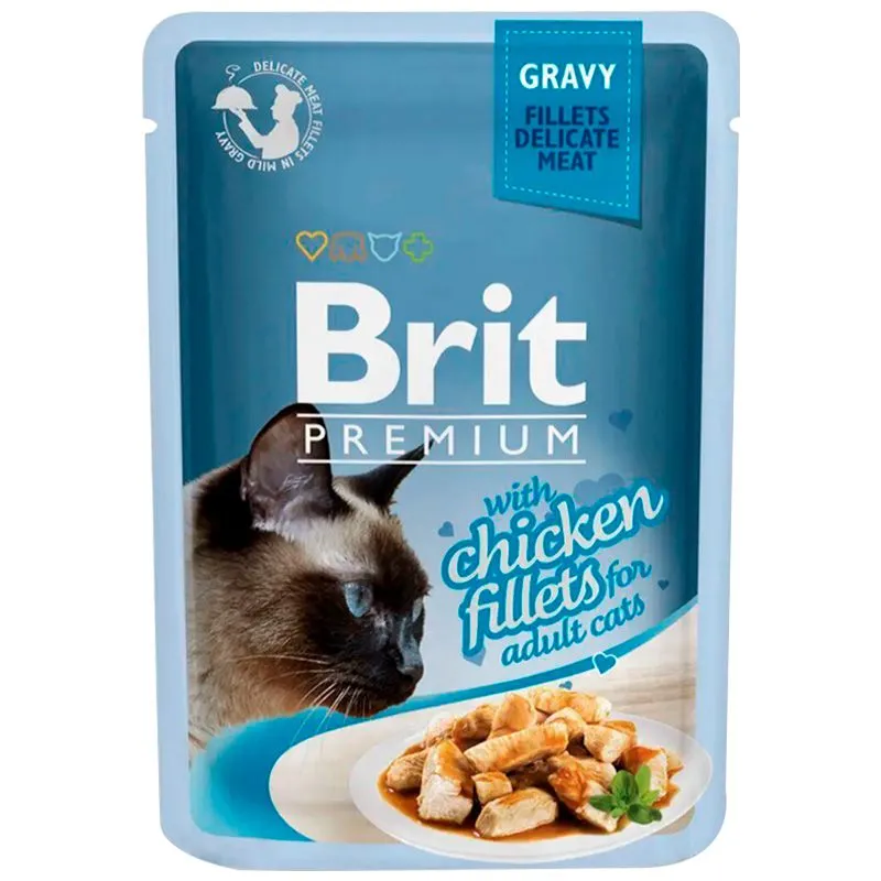 Корм для котов Brit Premium Cat Филе курицы в соусе, 85 г, 111250/524 купить недорого в Украине, фото 1
