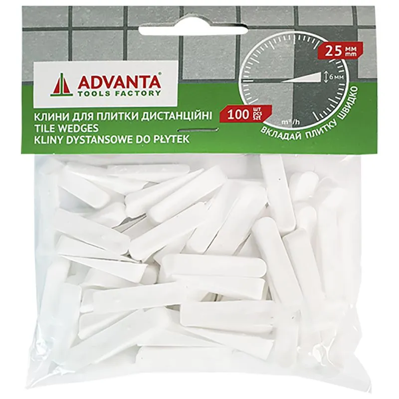 Клинья для плитки дистанционные Advanta, 25 мм, 100 шт, 341002 купить недорого в Украине, фото 1