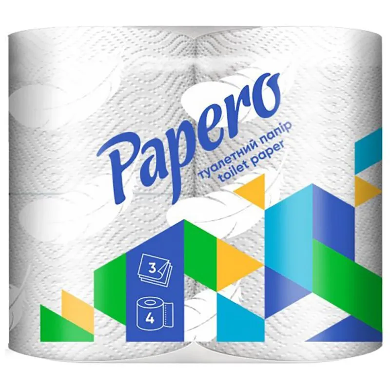Туалетний папір Papero тришаровий, 4 шт, TP056 купити недорого в Україні, фото 1