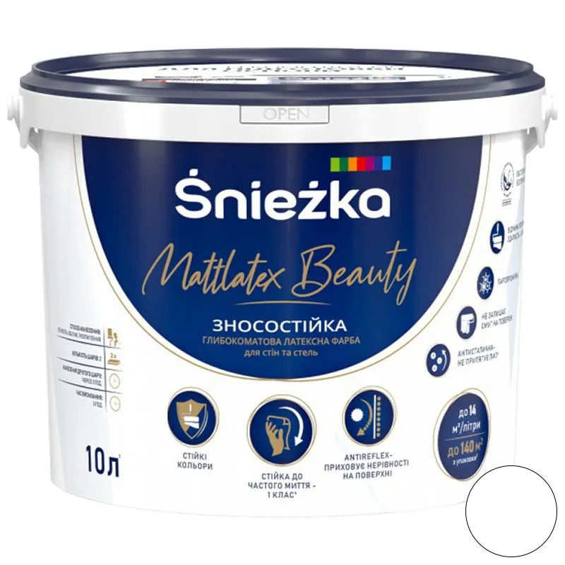 Краска латексная Sniezka Mattlatex Beauty, 10 л, белый купить недорого в Украине, фото 1