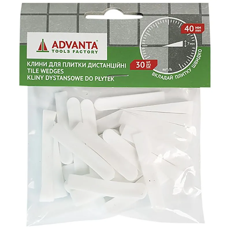 Клинья для плитки дистанционные Advanta, 40 мм, 30 шт, 341202 купить недорого в Украине, фото 1