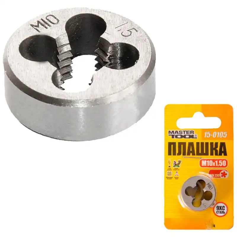 Плашка для нарізування різьблення Master Tool, M10х1,5 мм, 15-0105 купити недорого в Україні, фото 1