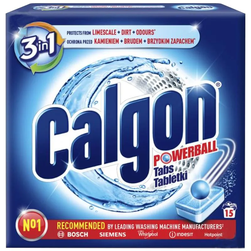 Средство для смягчения воды в стиральных машинах Calgon 3в1, 15 таблеток купить недорого в Украине, фото 1
