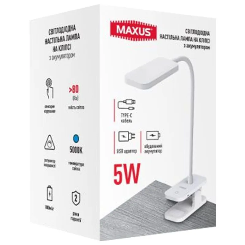 Лампа настільна Maxus, 1-MDL-5W-CLIP купити недорого в Україні, фото 2